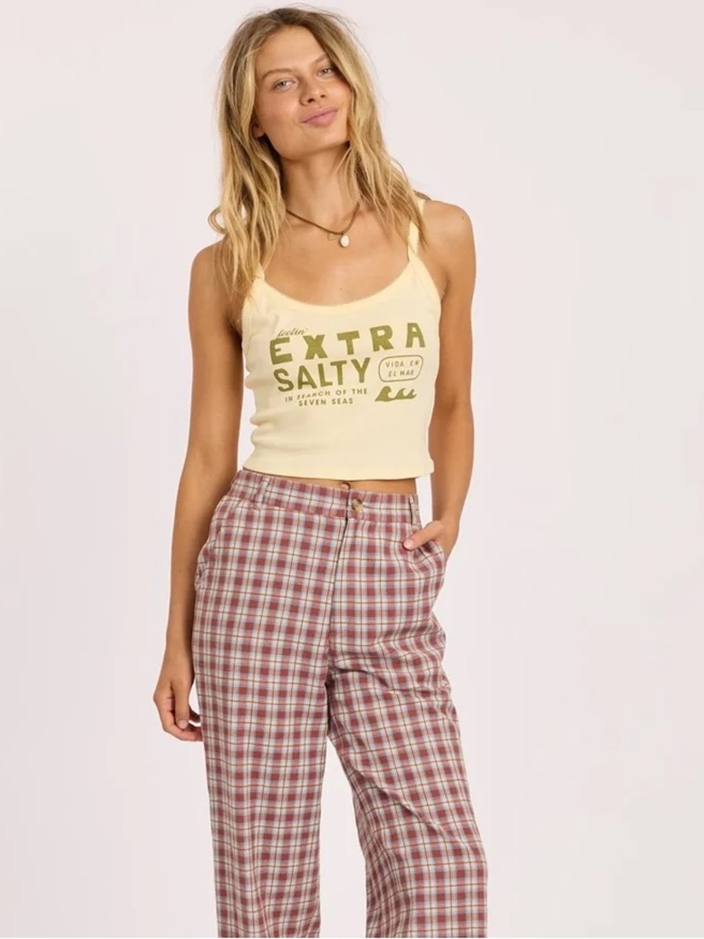 NWT SISSTR Beach Crush Cropped Knit Tank in Sunshell Size L